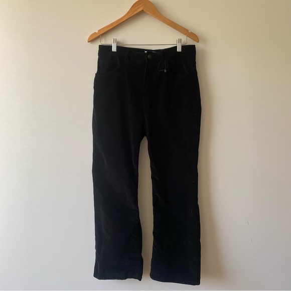 Zara Corduroy Cotton Blend Wide Straight Leg Pants Black - Picture 2 of 11